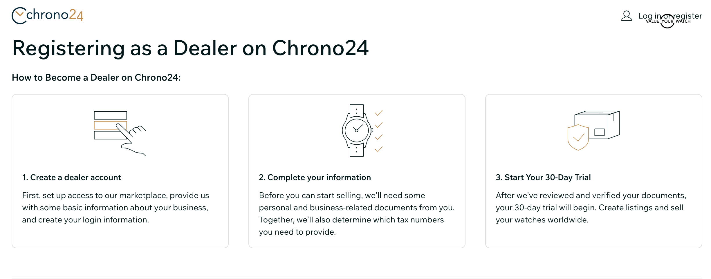 Chrono24 Registering as a Dealer