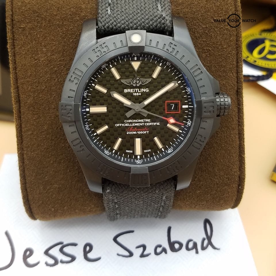 1 of 250 Limited Edition Titanium Avenger Blackbird 44 Carbon Fiber dial - Image 3