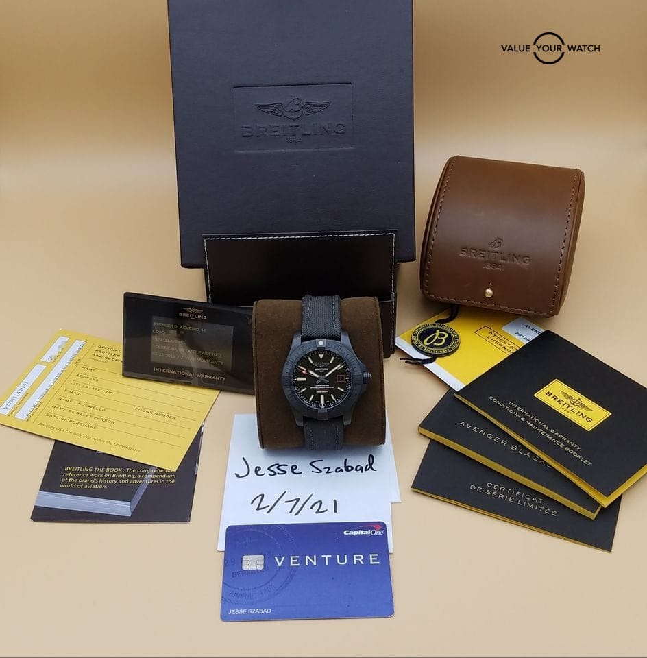 1 of 250 Limited Edition Titanium Avenger Blackbird 44 Carbon Fiber dial - Image 2