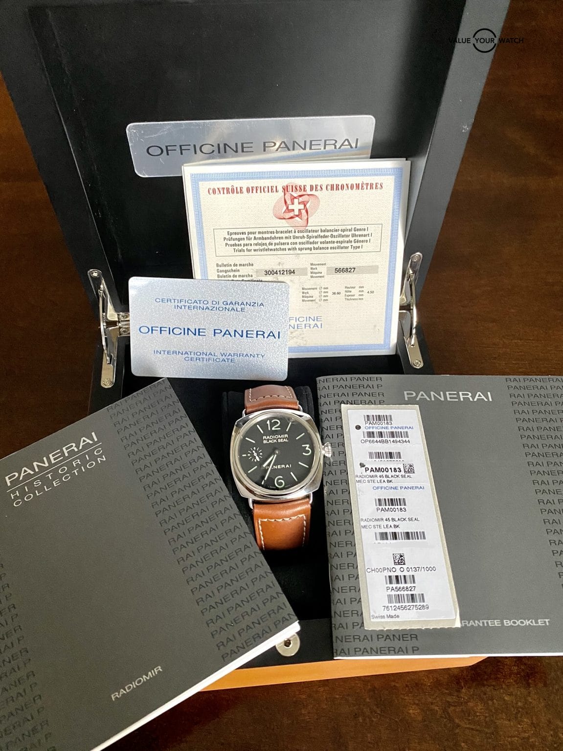 Panerai Radiomir PAM00183 Black Seal Leather Sapphire Crystal - Image 2