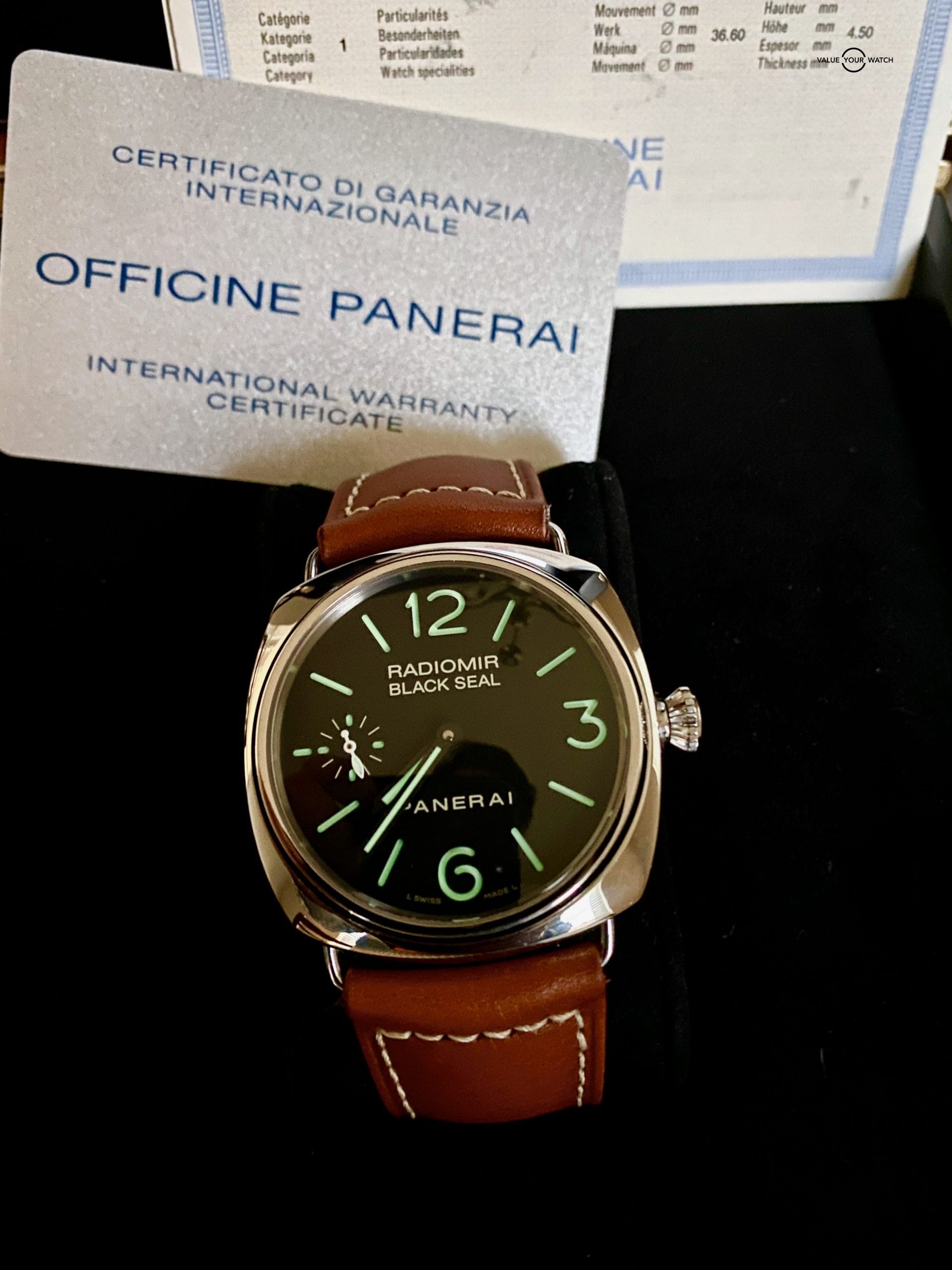 Panerai Radiomir PAM00183 Black Seal Leather Sapphire Crystal