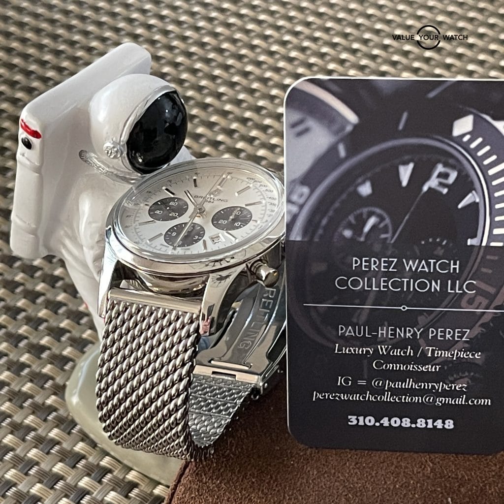 BREITLING TRANSOCEAN CHRONOGRAPH PANDA 43MM STEEL BRACELET w/ Box & Papers COMPLETE - Image 2