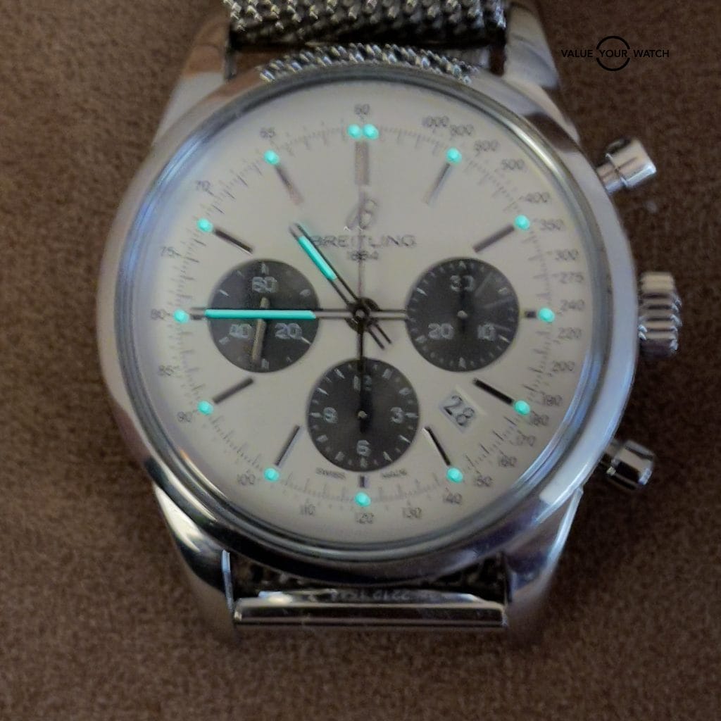 BREITLING TRANSOCEAN CHRONOGRAPH PANDA 43MM STEEL BRACELET w/ Box & Papers COMPLETE - Image 4