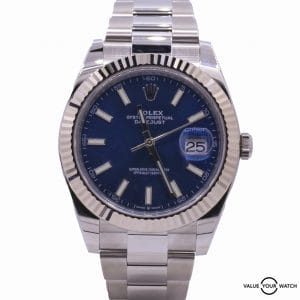 Rolex Datejust 41, Stainless Steel and 18k White Gold, Blue Dial, Ref# 126334