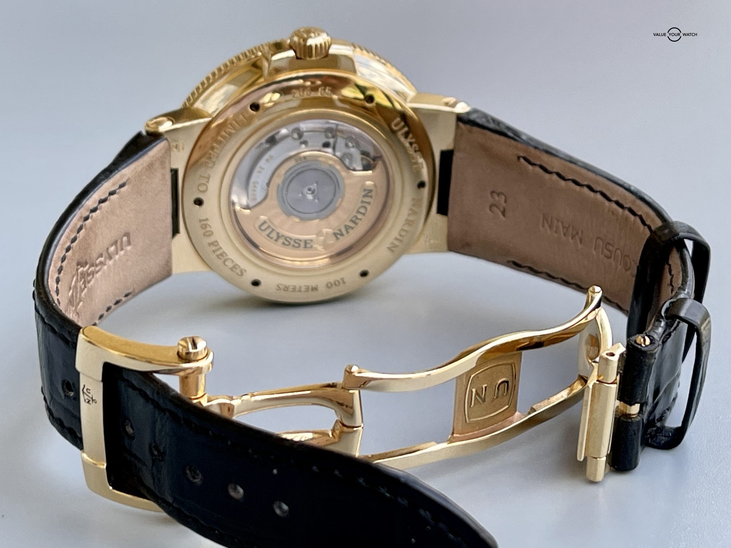 Ulysse Nardin Marine Chronometer 18k Rose Gold Limited Edition Crocodile Strap 266-65, B&P - Image 8