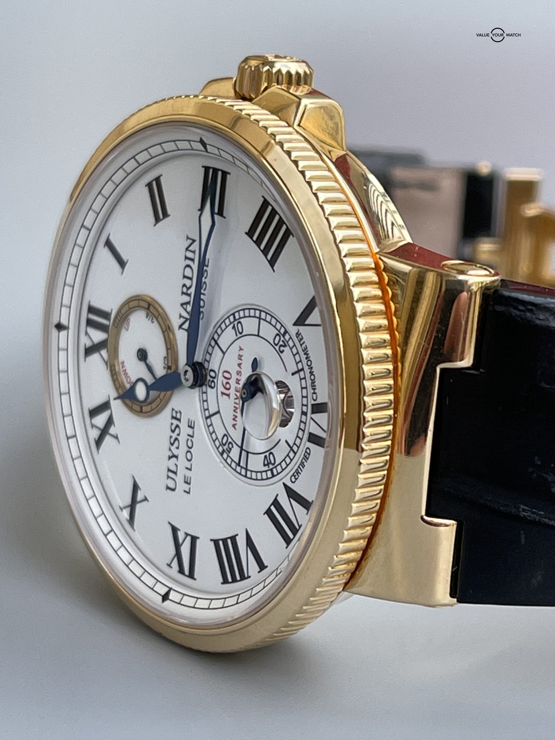 Ulysse Nardin Marine Chronometer 18k Rose Gold Limited Edition Crocodile Strap 266-65, B&P - Image 4