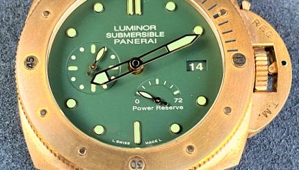 NOS! Panerai Special Edition Luminor Submersible 1950 3 Days BRONZO Green Dial