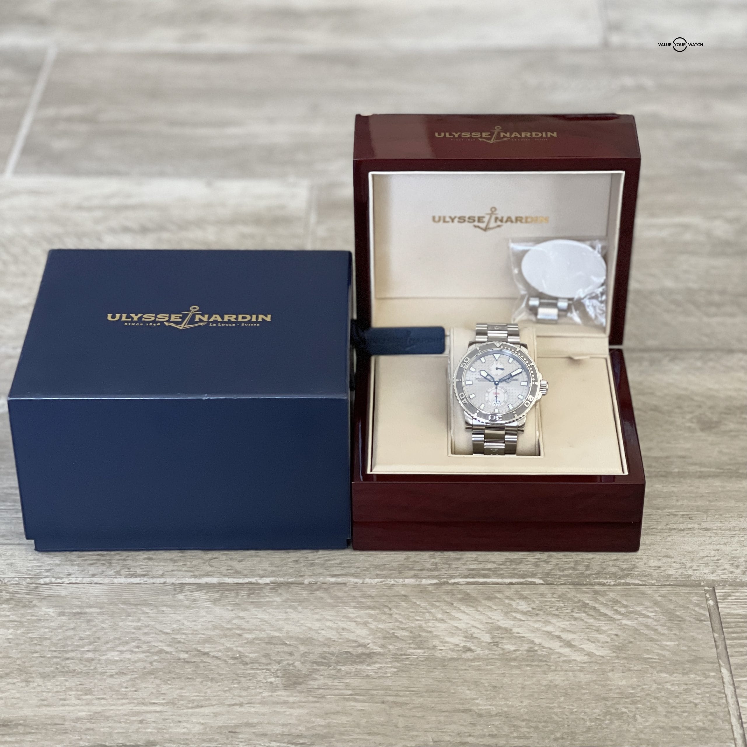 Rare* Ulysse Nardin Maxi Marine Steel Diver 43mm Men’s Watch Silver Dial Date - Image 3