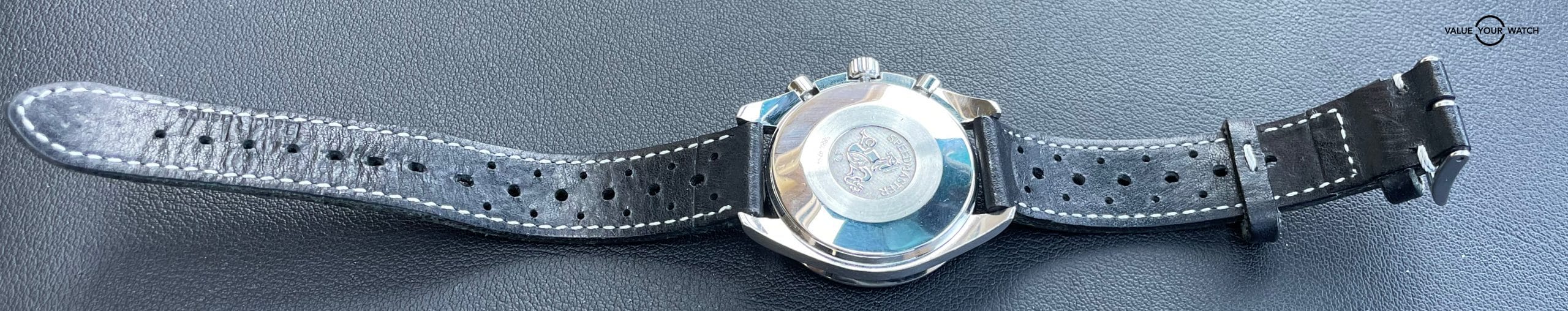 Omega Speedmaster Reduced Chronograph 3510.50 Automatic movement Black Dial on Aftermarket Black Leather Strap - Image 3