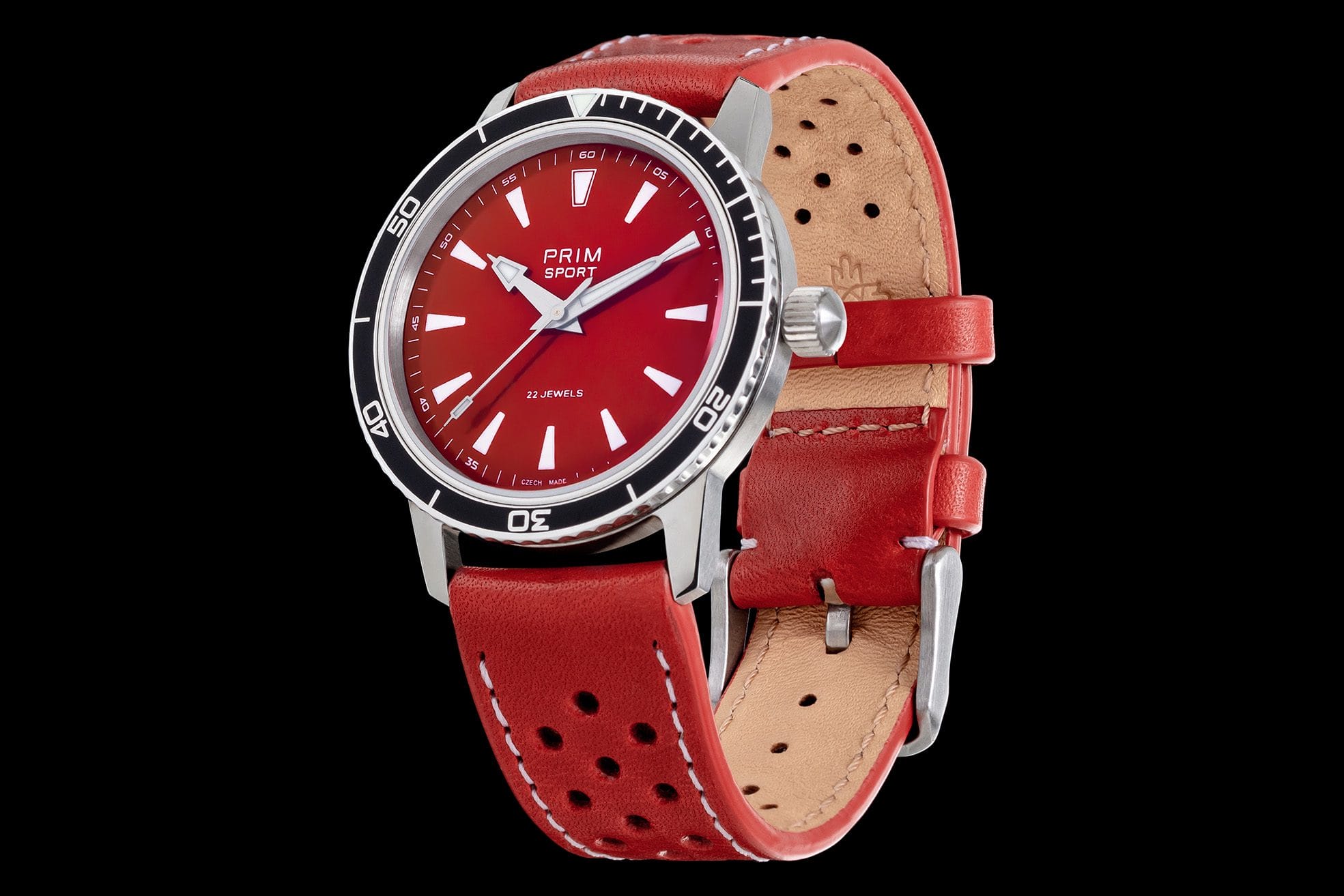 PRIM Sport 38 Black Bezel with Red Strap - Image 5