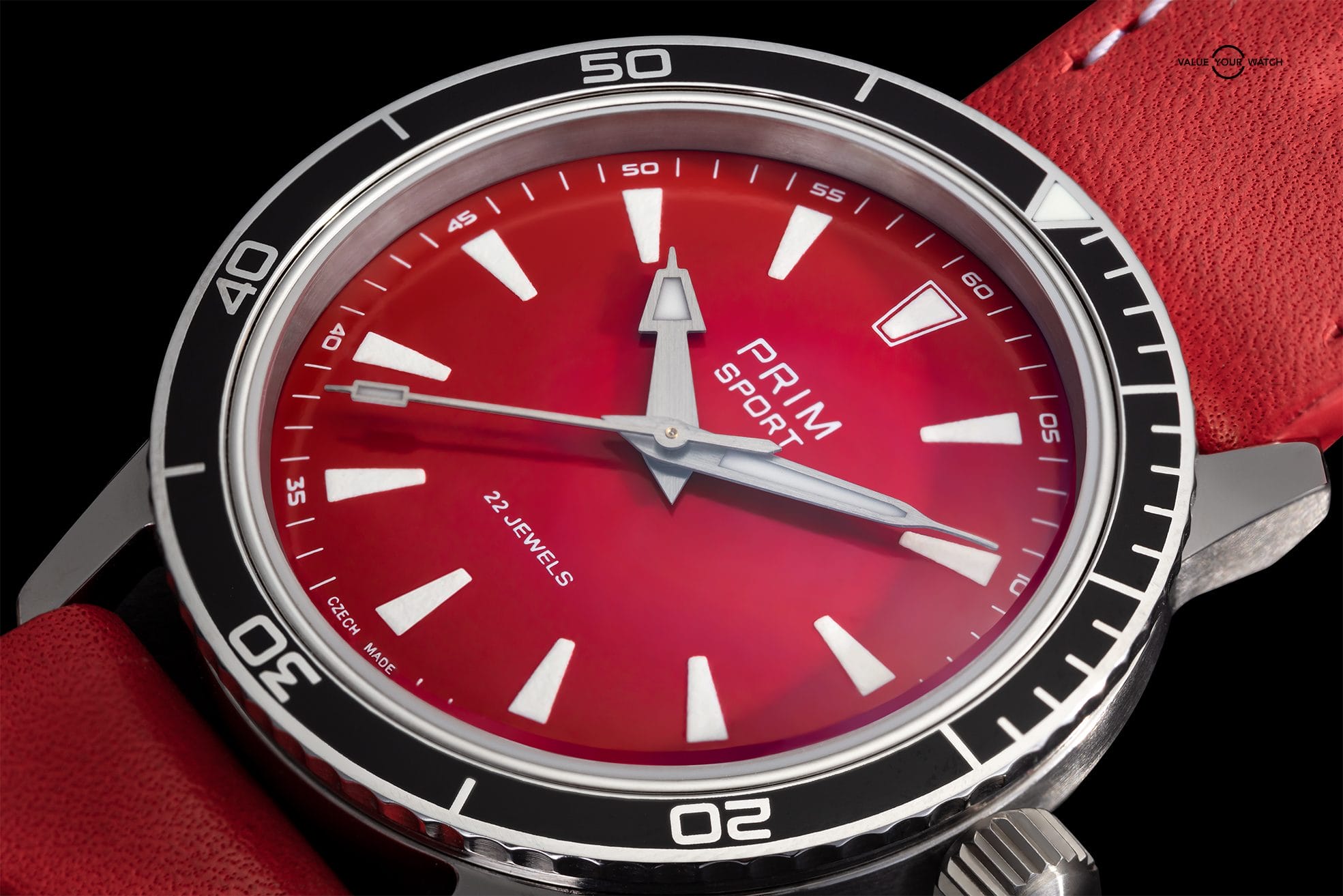 PRIM Sport 38 Black Bezel with Red Strap for sale