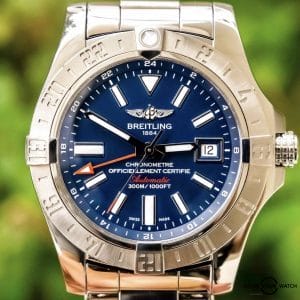 Breitling Avenger II GMT 43 Blue Complete Boxes Papers Bracelet Aviation A32390
