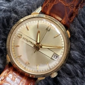 Beautiful vintage 18k gold accutron on an original accutron strap