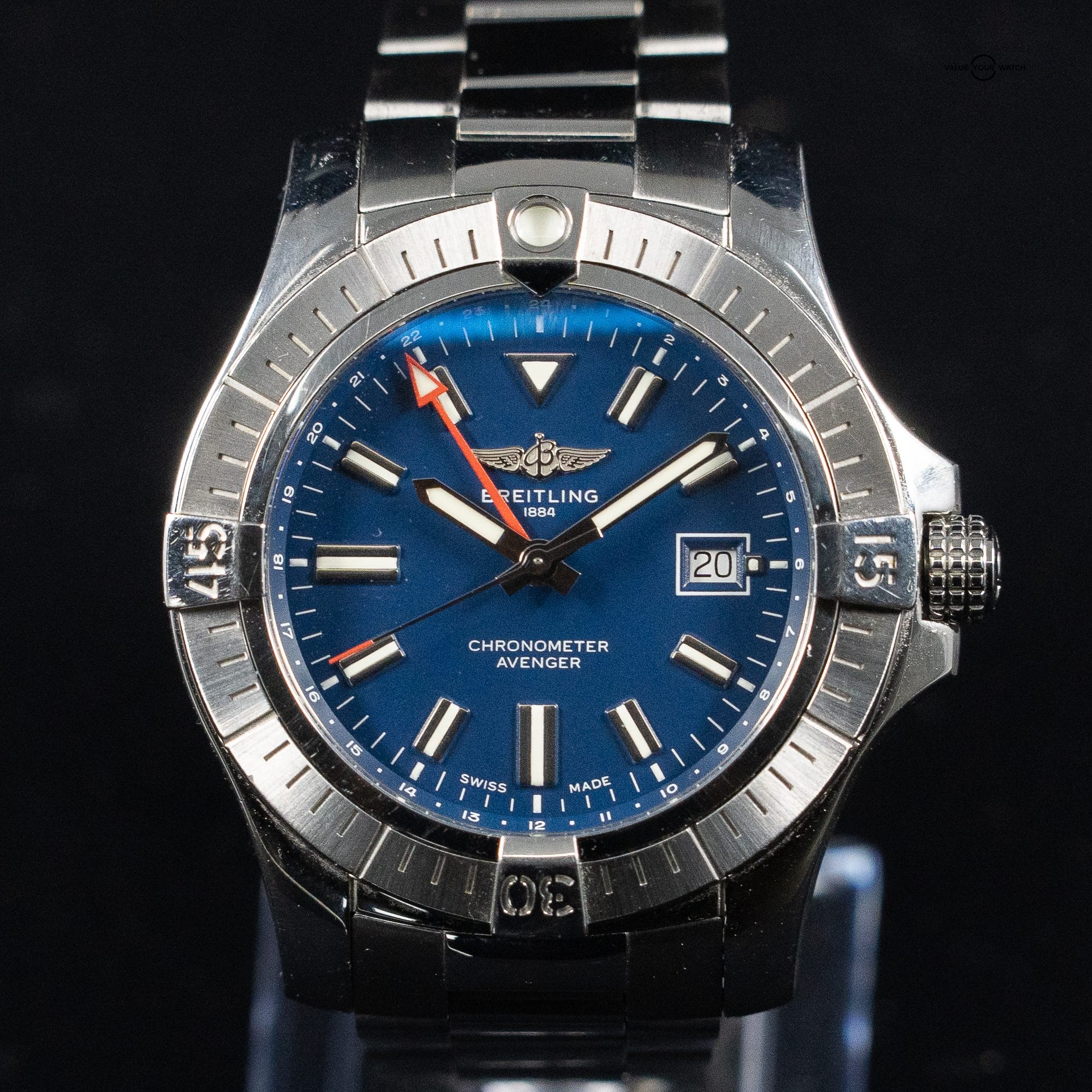 Breitling Avenger Automatic GMT 45 Steel Blue Dial Mens Watch