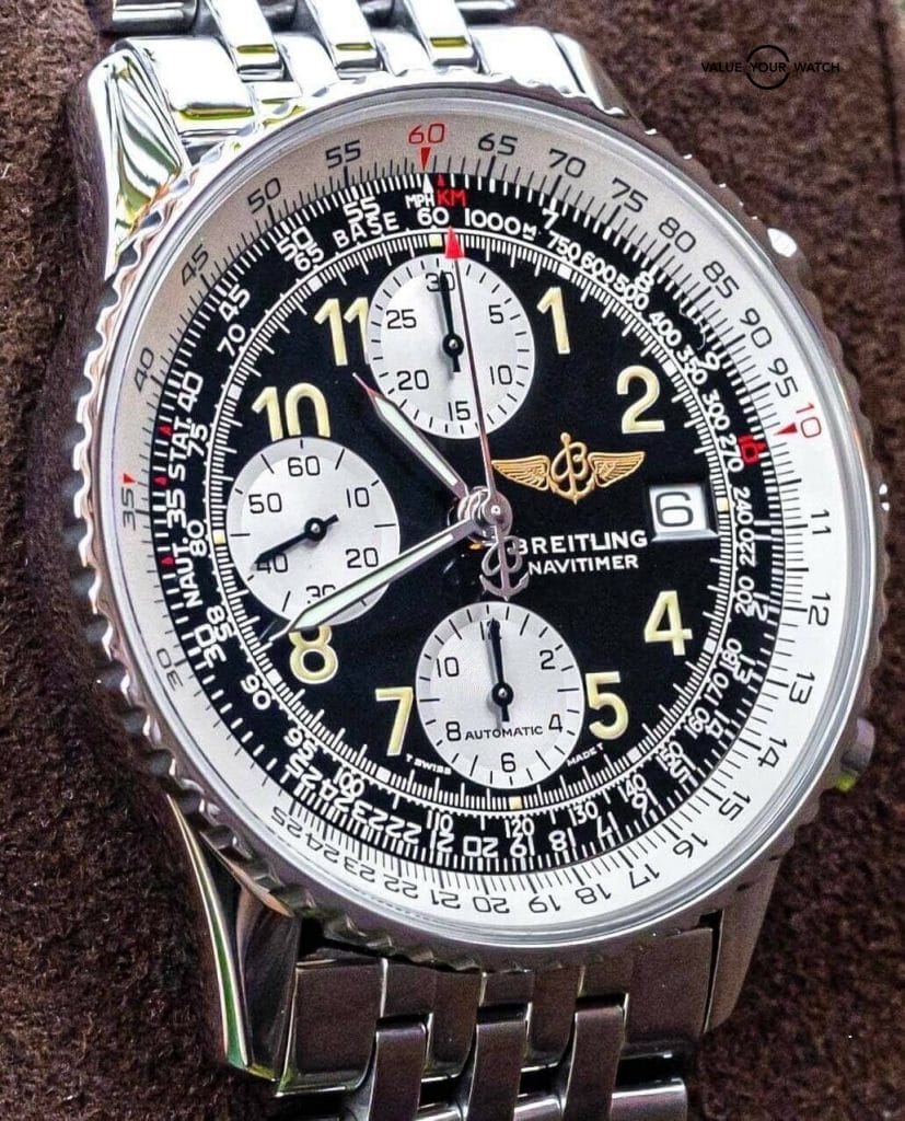 Breitling Old Navitimer II 42 Vintage Bracelet Black Dial Automatic Boxes A13022