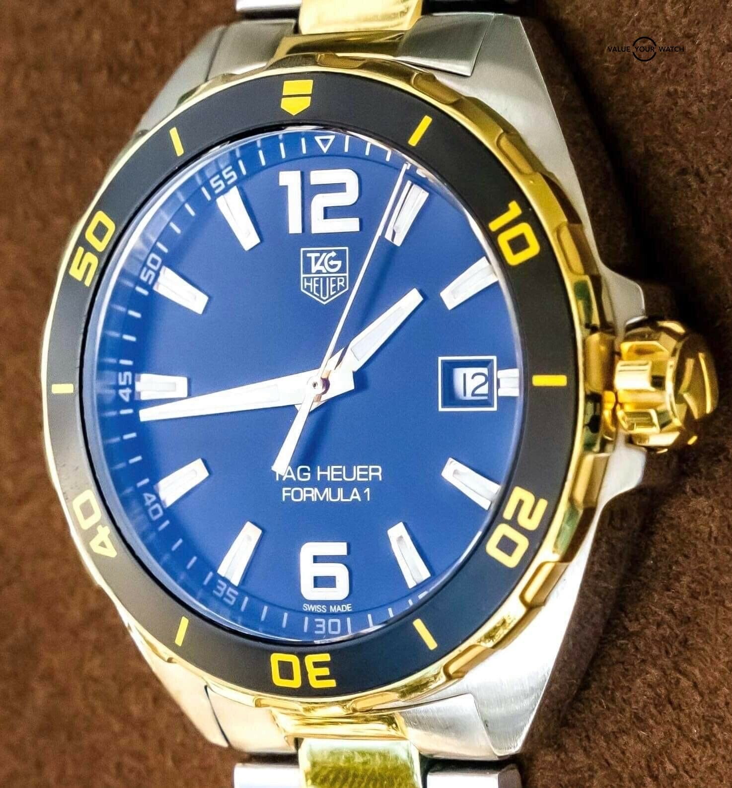Tag Heuer Formula 1 Two Tone Yellow Gold Black Dial Quartz 41 Bracelet WAZ1121