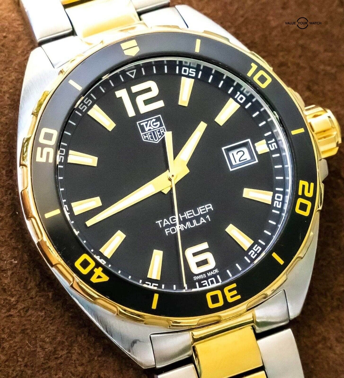 Tag Heuer Formula 1 Two Tone Yellow Gold Black Dial Quartz 41