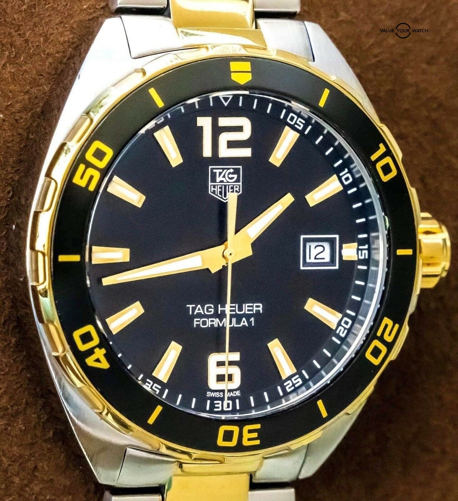 Tag Heuer Formula 1 Two Tone Yellow Gold Black Dial Quartz 41