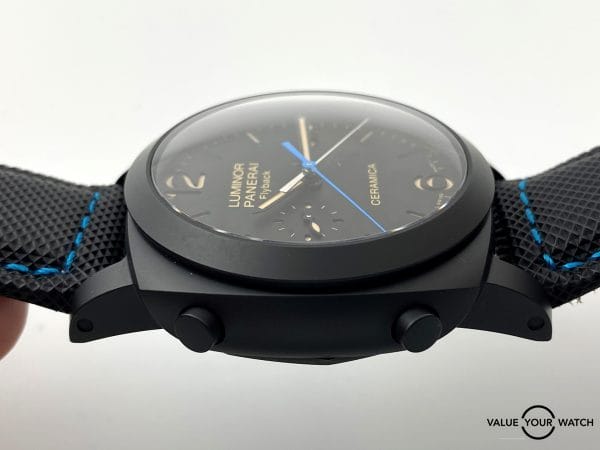 Panerai 580 Ceramica Flyback Mens Watch (PAM00580) - Side View Flyback Buttons