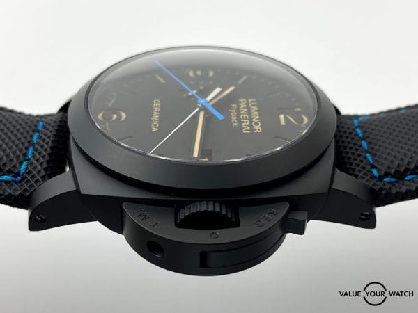 Panerai 580 Ceramica Flyback Mens Watch (PAM00580) - Side View Crown
