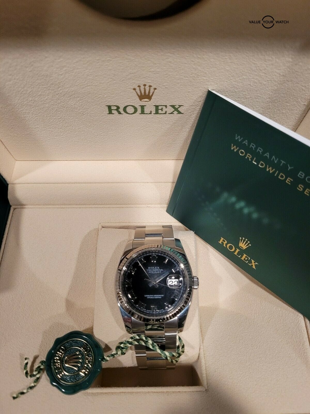 Rolex Datejust.36mm w/ flutted 18k White gold bezel.Box & booklet. - Image 6