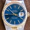 Rolex Datejust 36 Yellow Gold Blue Dial Fluted Jubilee X Serial Vintage 16233