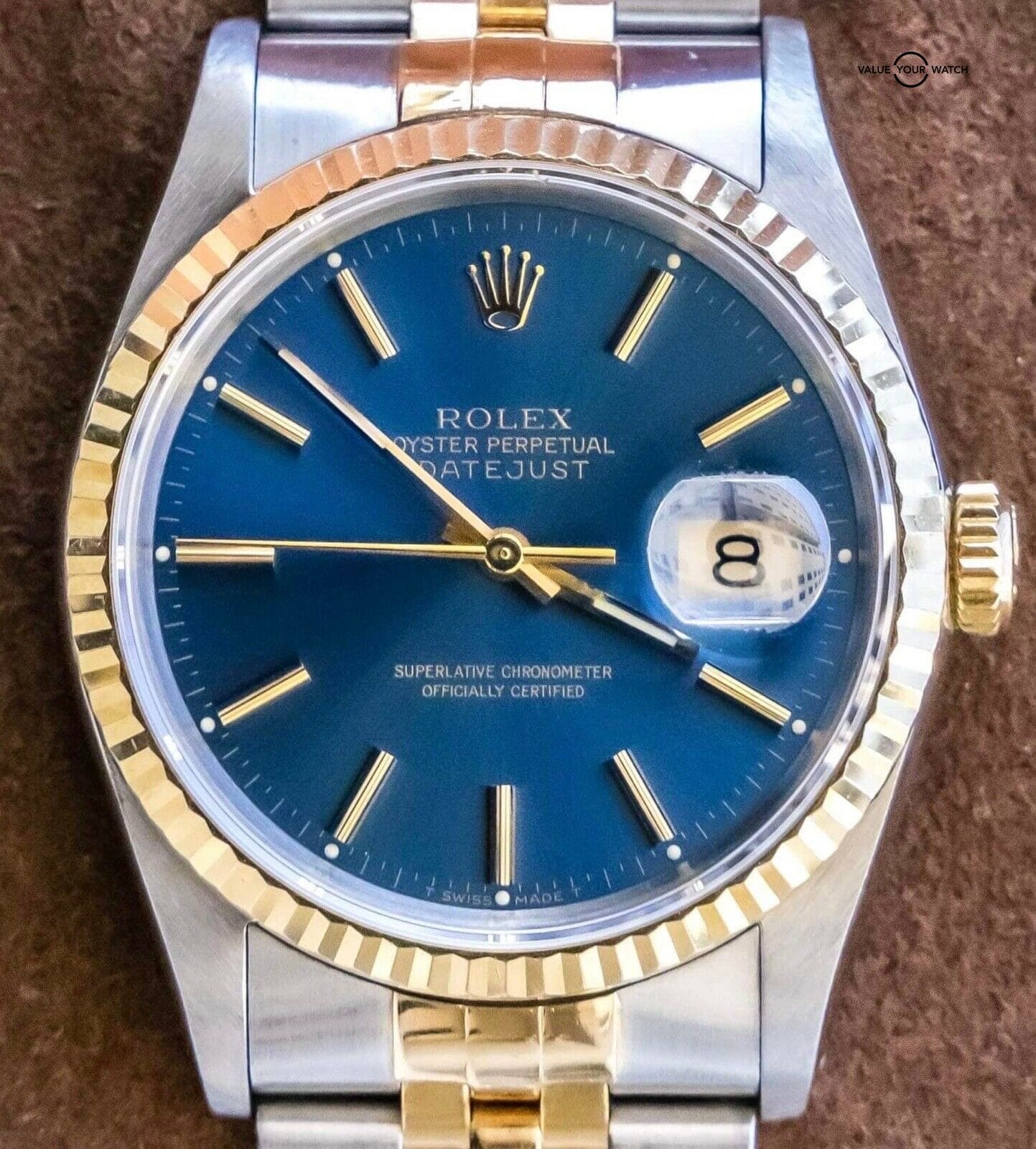 Rolex Datejust 36 Yellow Gold Dial Fluted Jubilee X Vintage 16233 | Your Watch