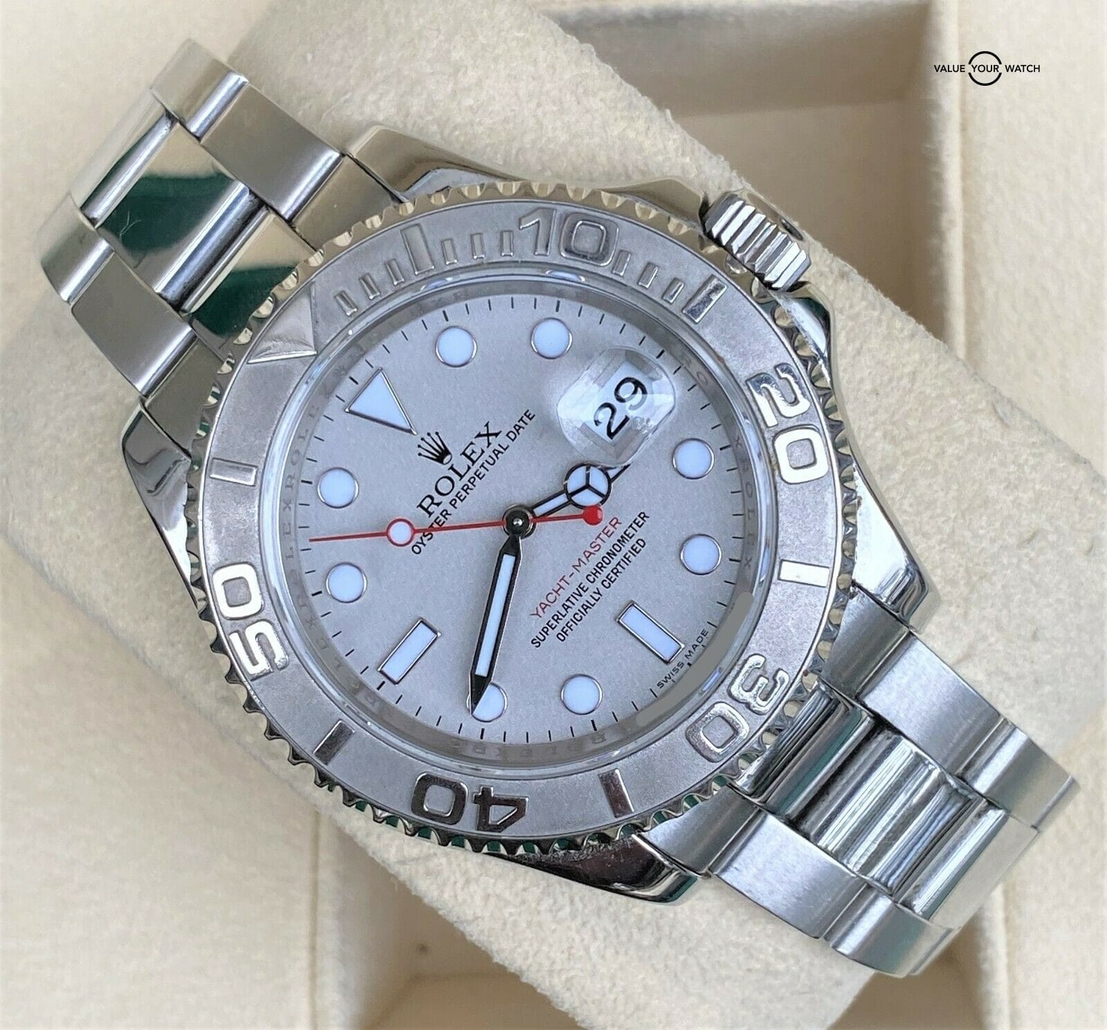 Rolex Yacht-Master 16622 40mm Stainless Steel Platinum Dial ENGRAVED REHAUT