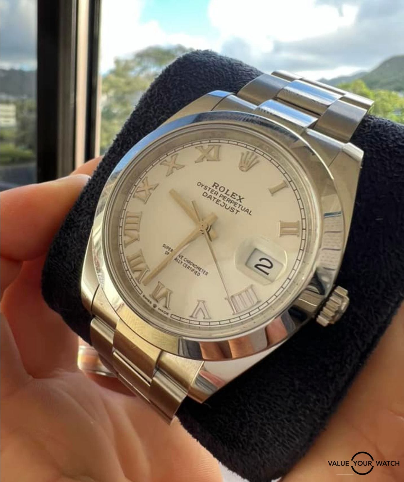 Rolex Datejust 41mm Smooth White Roman Dial Oyster 126300
