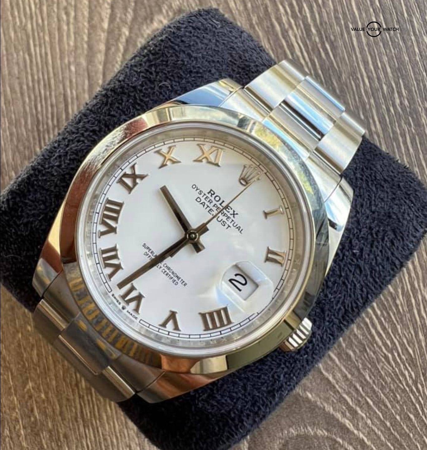 Rolex Datejust 41mm Smooth White Roman Dial Oyster 126300