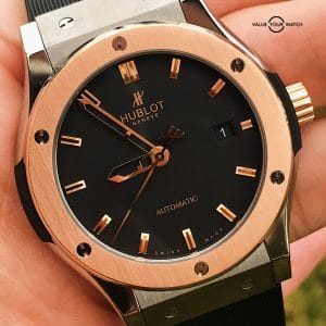 Hublot Classic Fusion Two Tone Rose Gold 42mm Black Dial W/ Boxes and service paper Ref: 542.NO.1180.RX