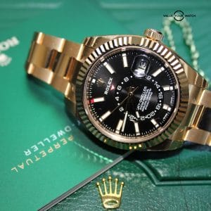 Rolex Sky Dweller Oyster Perpetual 18ct Yellow Gold 42mm Black Dial NWT 2021