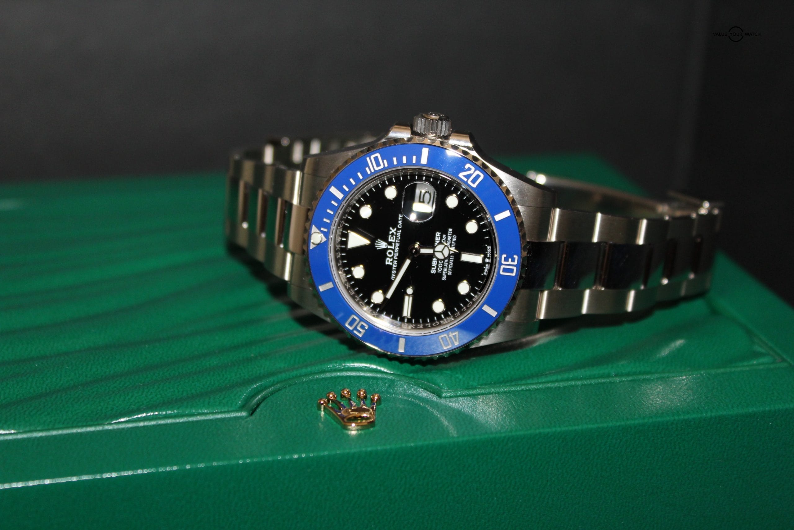 Rolex Submariner Date "Cookie Monster" 41MM 18CT White Gold Blue Bezel B&P