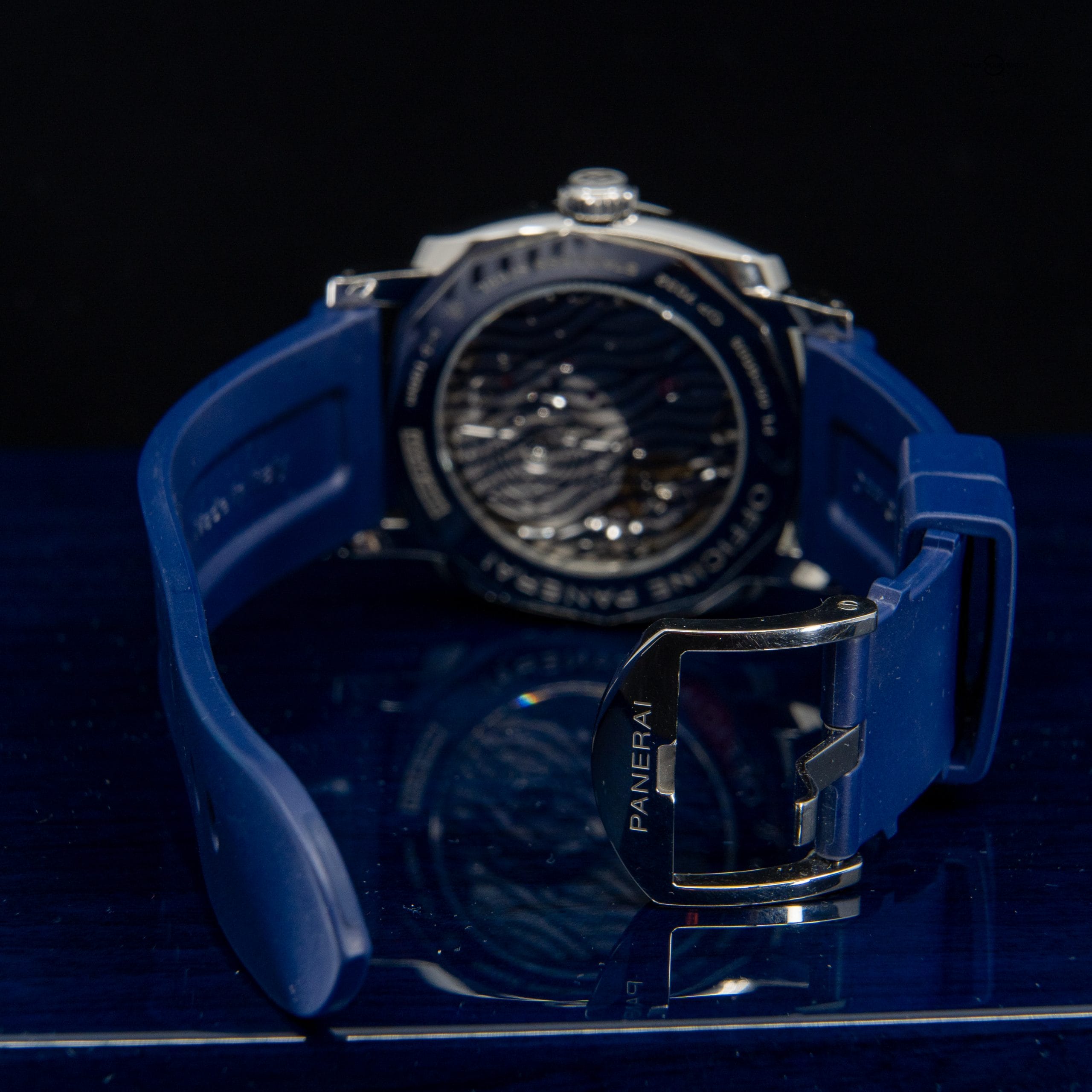 Panerai Radiomir 1940 3 Day GMT Steel Blue Dial Mens Watch Rubber Strap PAM00946 - Image 7