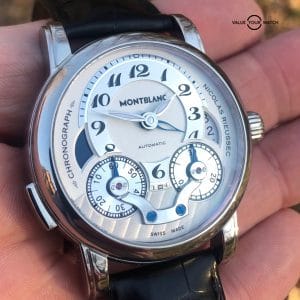 MontBlanc Star Rieussec GMT Chronograph 43mm Steel Sliver Dial Double Boxed Two Straps