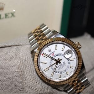 Rolex Sky-Dweller 18K Two-Tone Yellow Gold Rolesor White Dial Jubilee 42MM BNIB