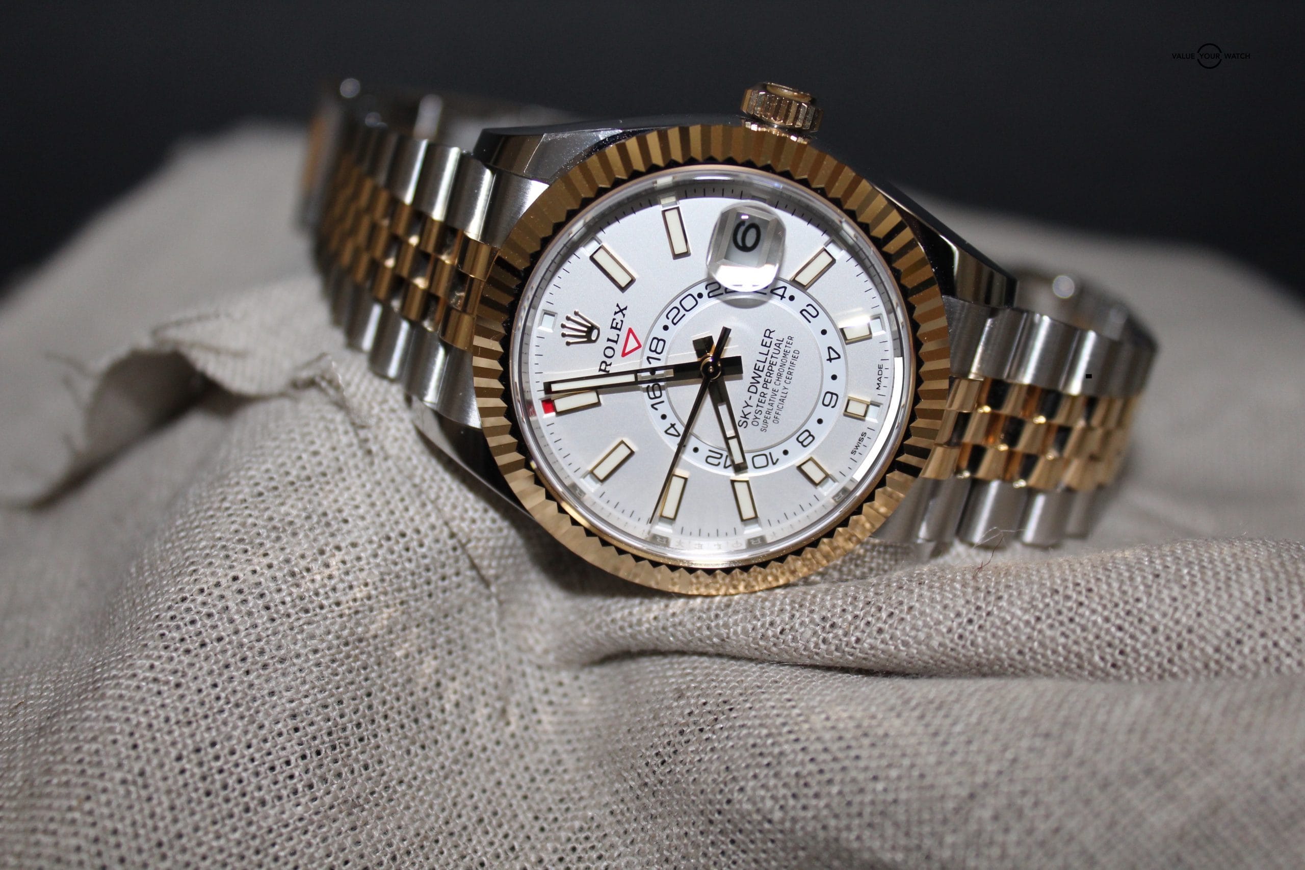 Rolex Sky-Dweller 18K Two-Tone Yellow Gold Rolesor White Dial Jubilee 42MM BNIB - Image 2