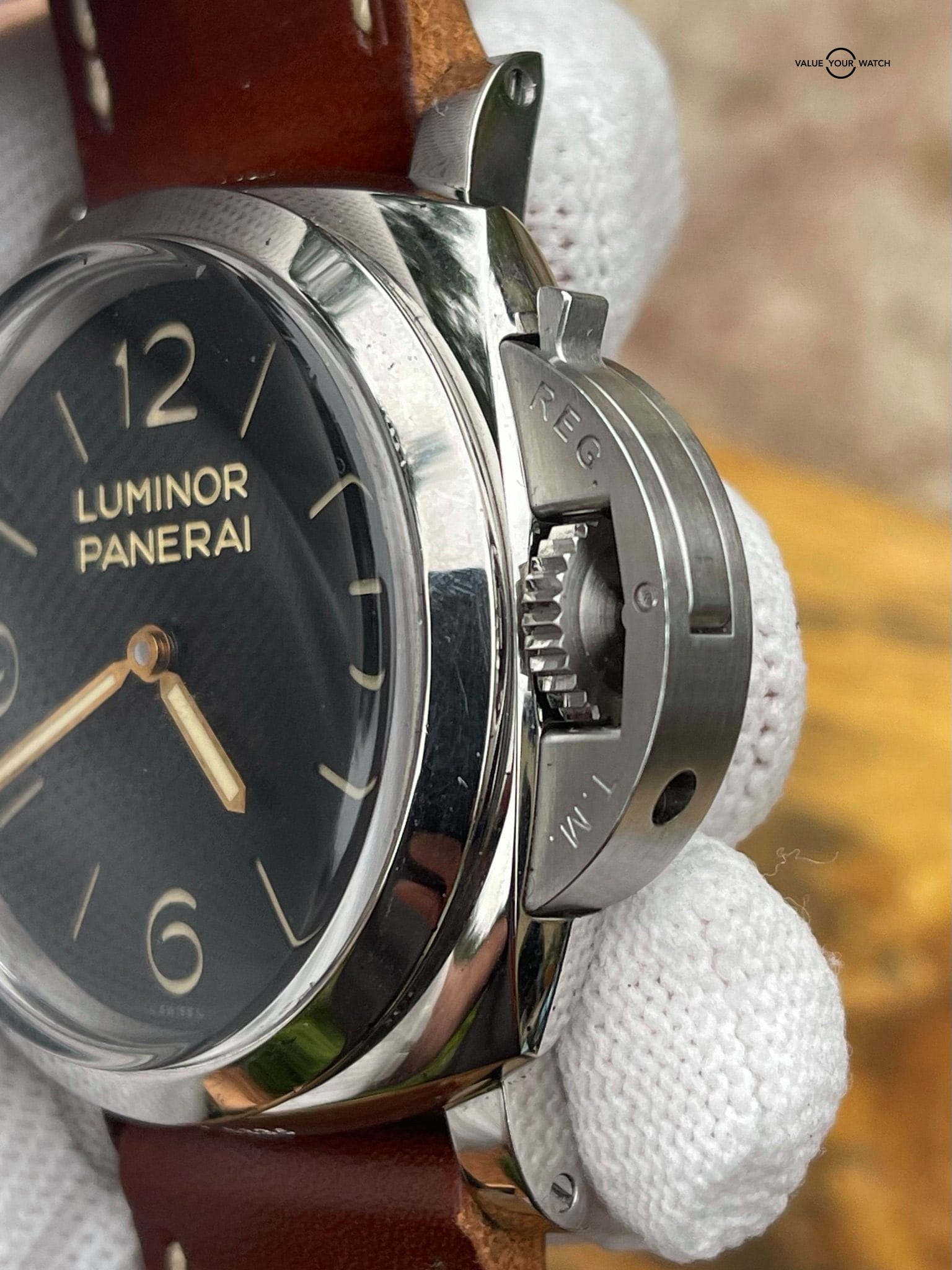 Panerai Luminor 1950 47mm PAM00372 Black Dial, Brown Leather Strap - Image 9
