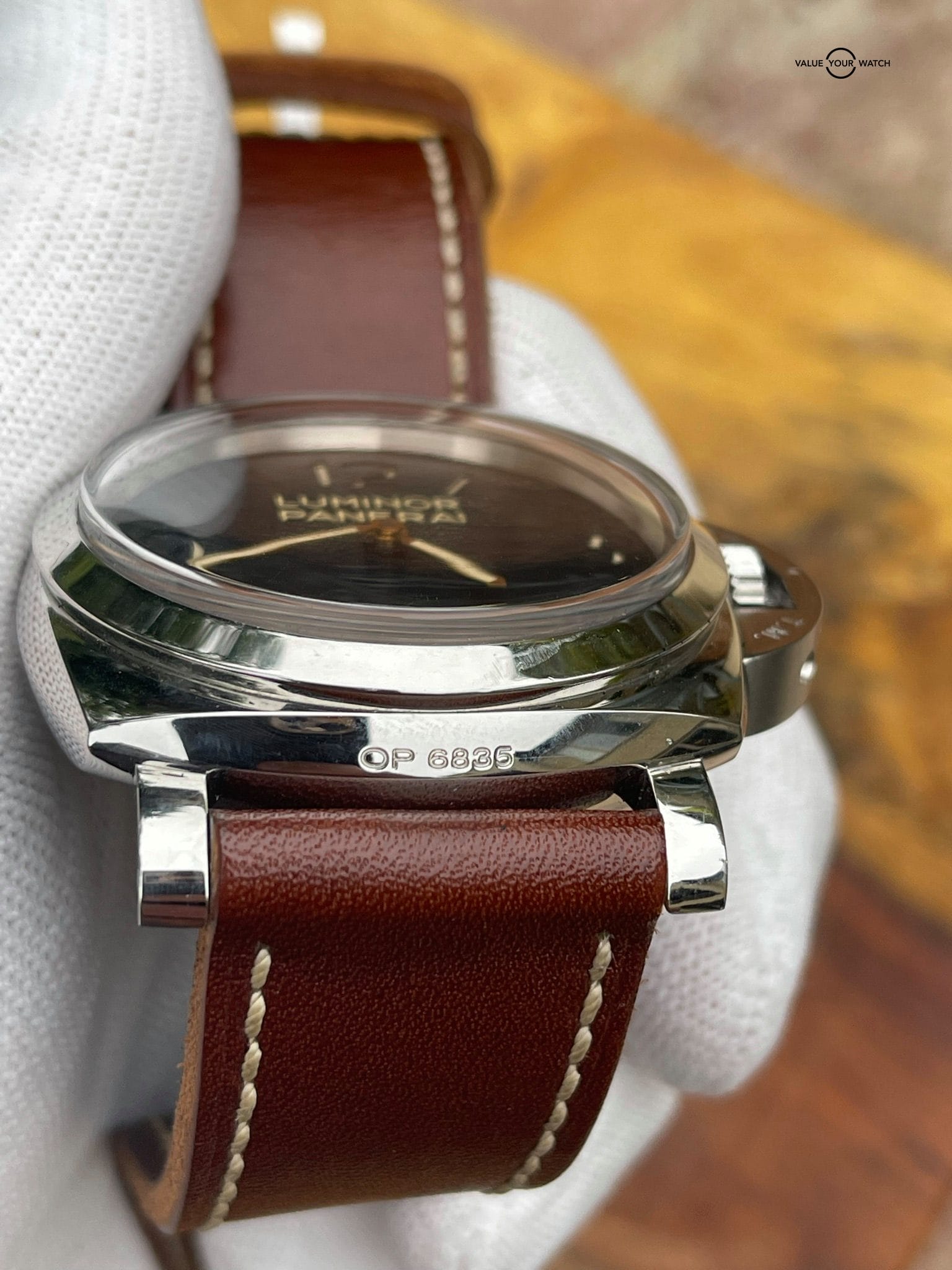 Panerai Luminor 1950 47mm PAM00372 Black Dial, Brown Leather Strap - Image 4