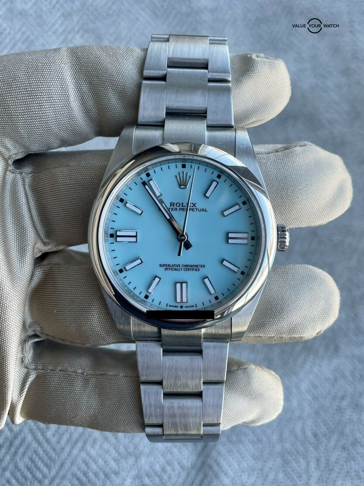 Rolex Oyster Perpetual "Tiffany" Blue Dial 124300