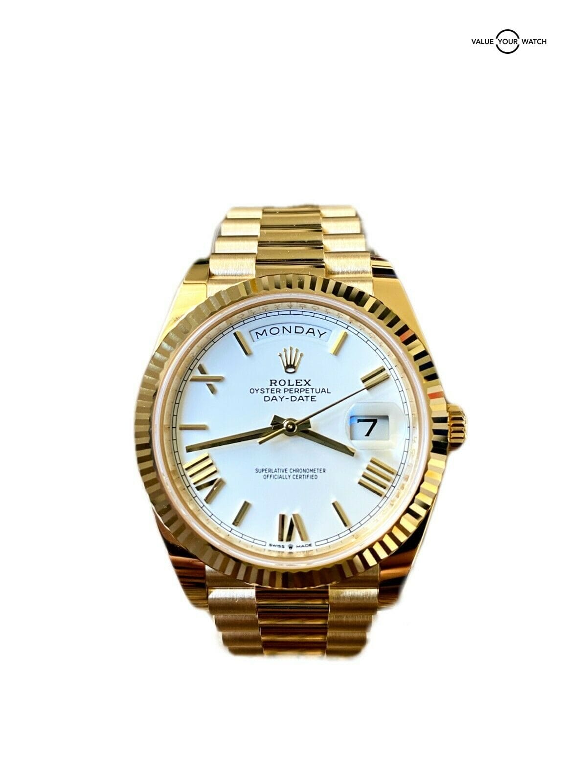 Rolex Day-Date 40 White Dial 18ct Yellow Gold President - 228238
