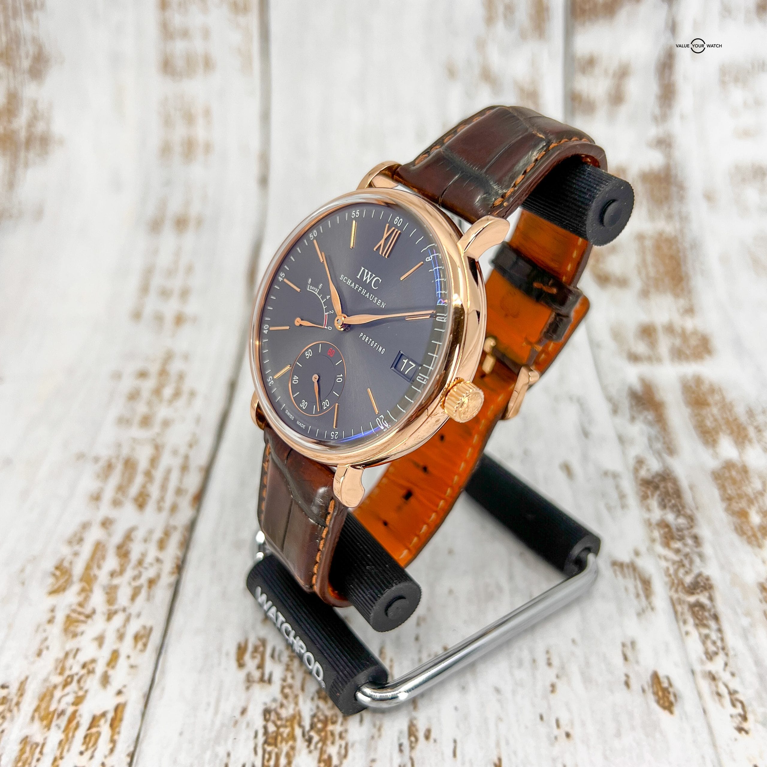 IWC Portofino Hand-Wound 8 Days Rose Gold Grey Dial Men's Watch - IW510104 - Image 8