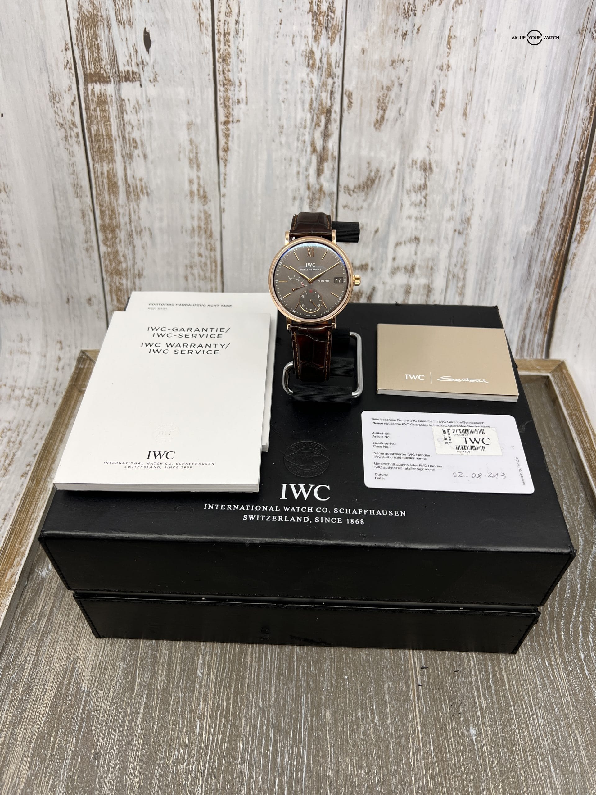 IWC Portofino Hand-Wound 8 Days Rose Gold Grey Dial Men's Watch - IW510104 - Image 2