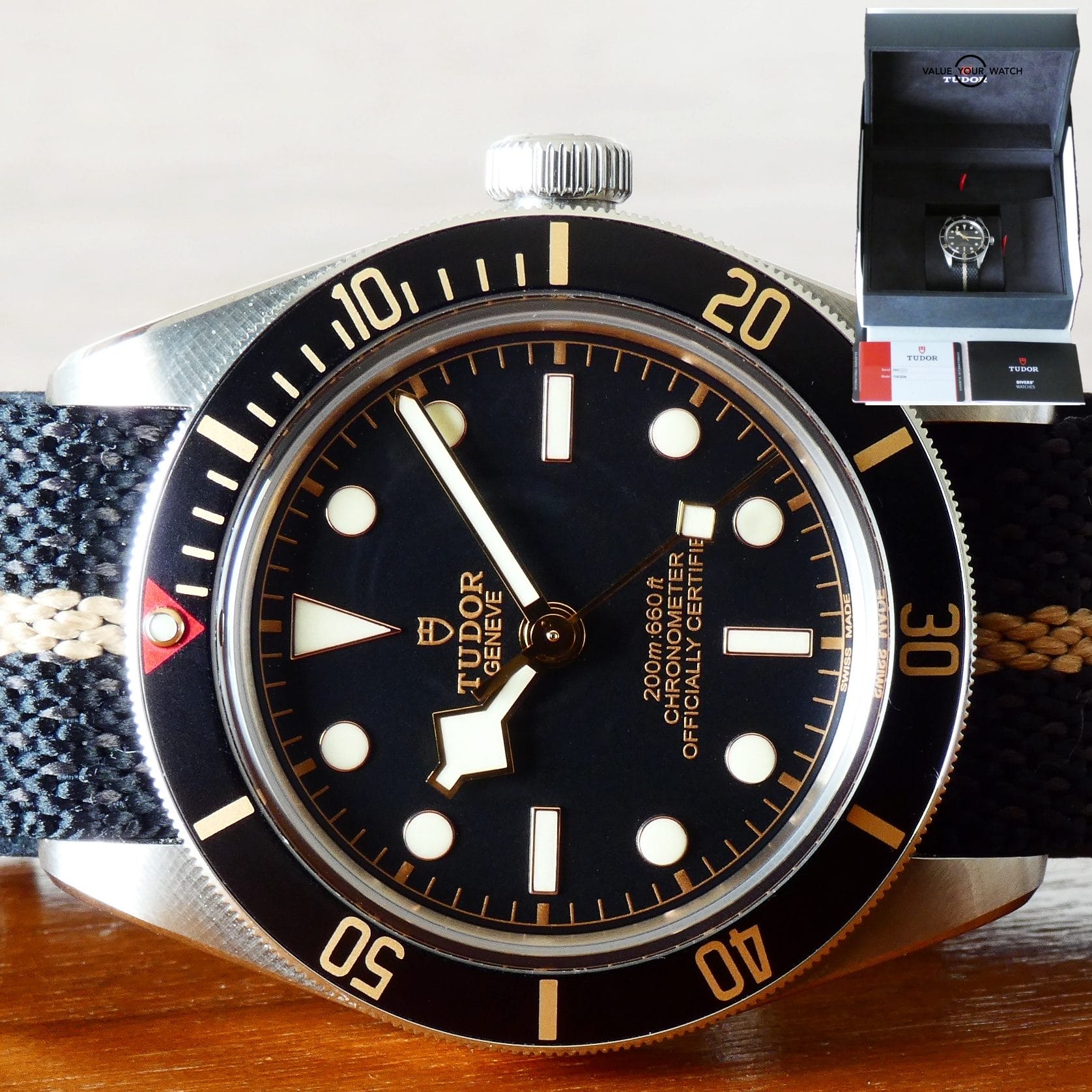 Tudor black shop bay warranty