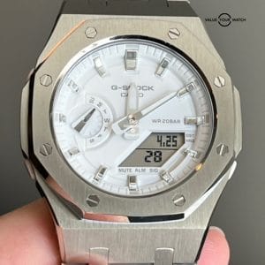 Casioak 42mm mod. All stainless case/bracelet. Casio G-Shock GMA-S2100 warranty