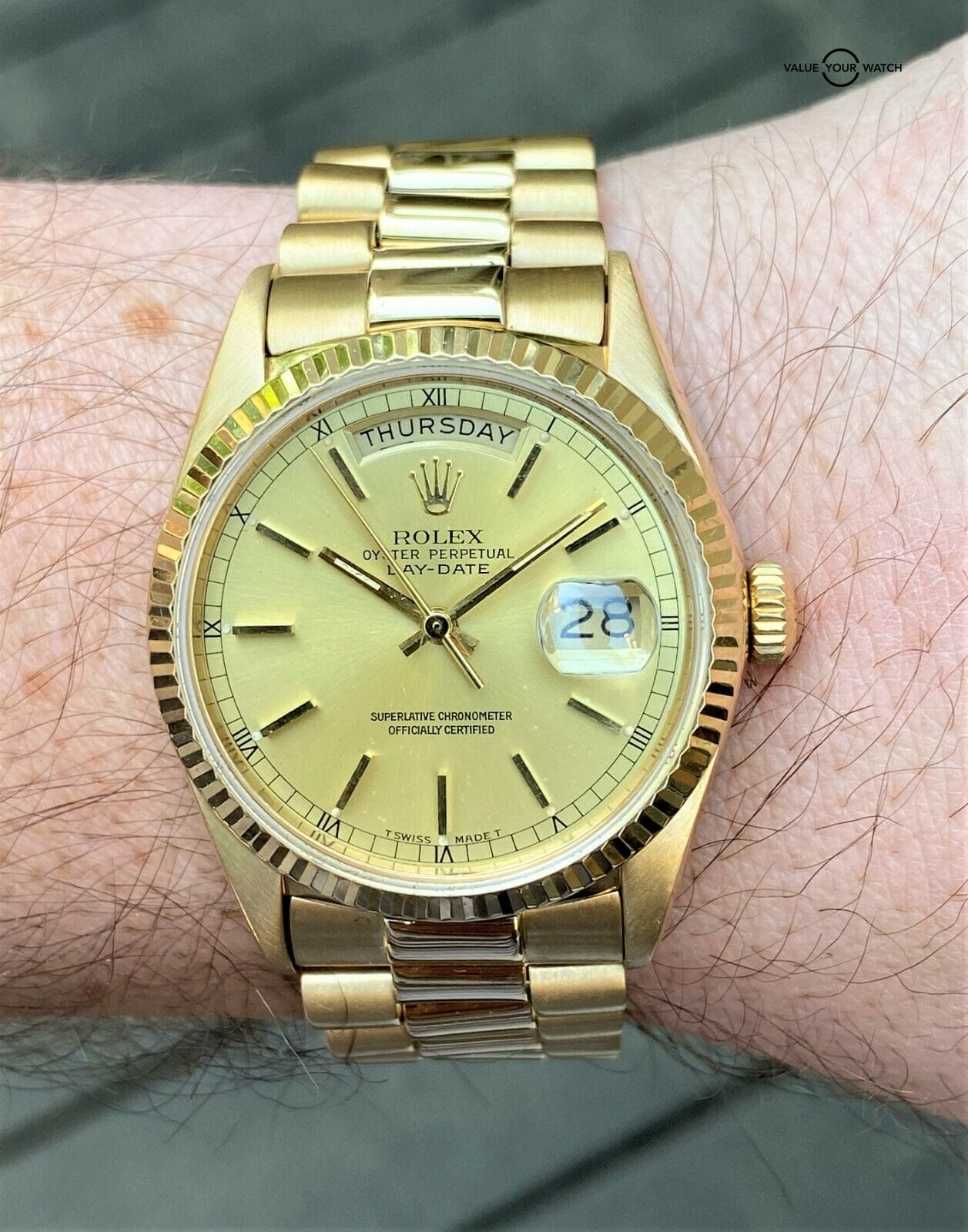 Rolex Day-Date President 18K Yellow Gold 18038 36MM - Image 4