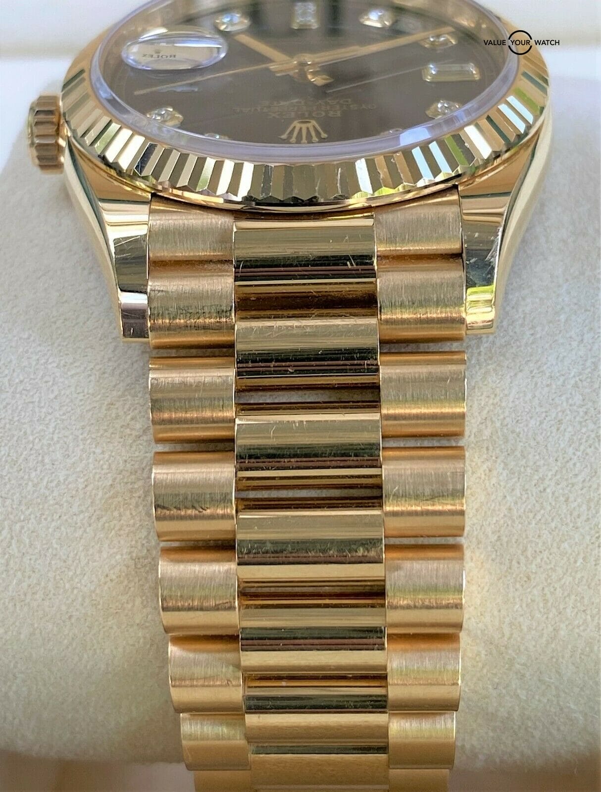 Rolex Day Date 36mm 128238 Dark Grey Diamond/Baguette 2019 BOXES/PAPERS - Image 5