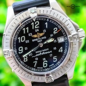 Breitling Colt Ocean 38 Black Dial Strap Rubber Stainless Steel Quartz A64350 z