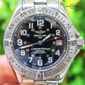 Breitling Superocean 42 Black Dial Complete Boxes Papers Bracelet Steel A17340