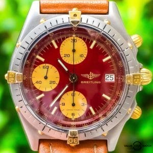 Breitling Chronomat 41 Red Bordeaux Maroon Burgundy Dial Leather Vintage 81950 i